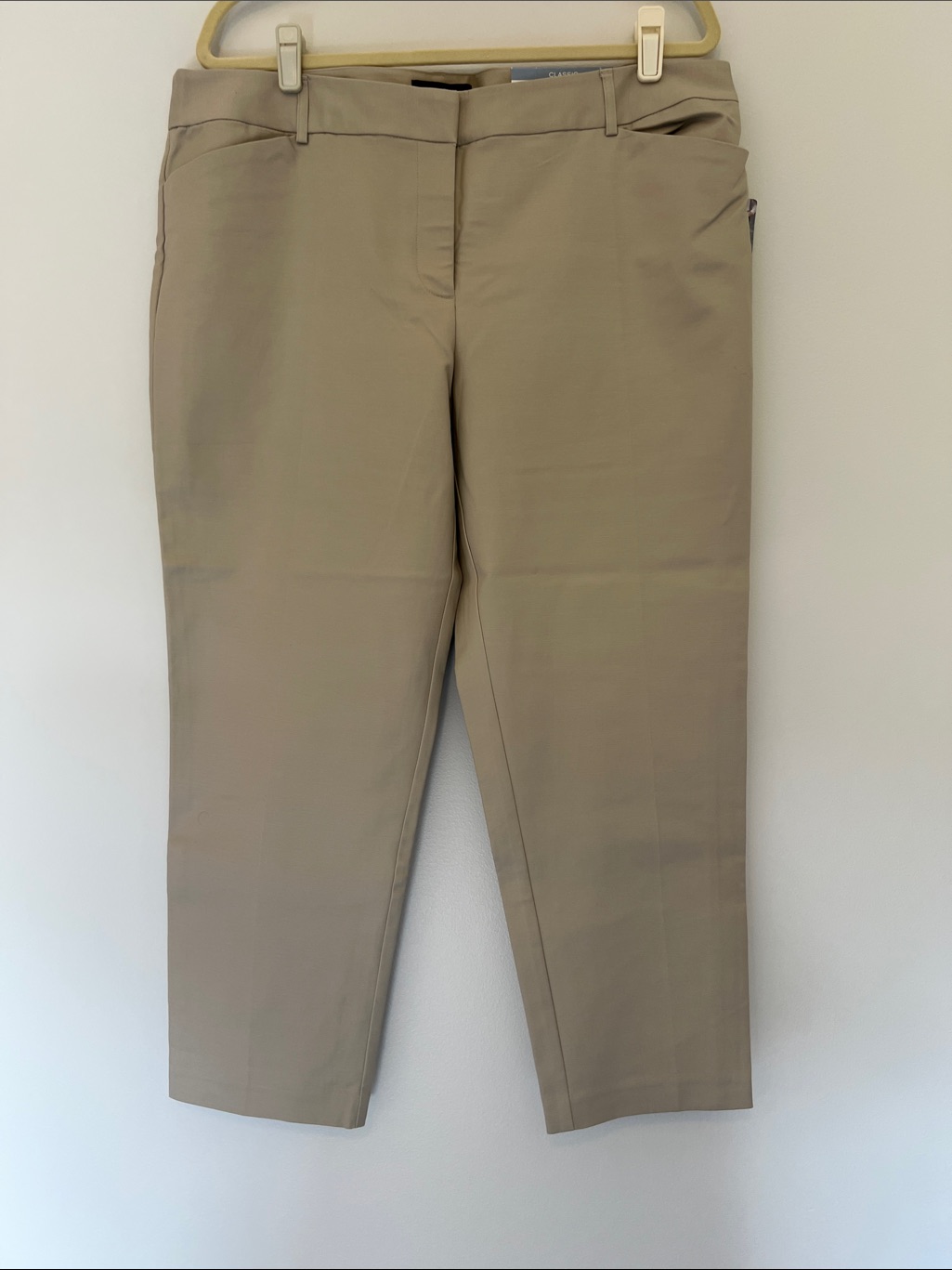 Classic Straight-Leg Khaki Ankle Pants